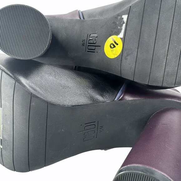 Cabi Bisset Color Block Black Plum Two-Tone Leather Ankle Boots Size 10M - Picture 5 of 7